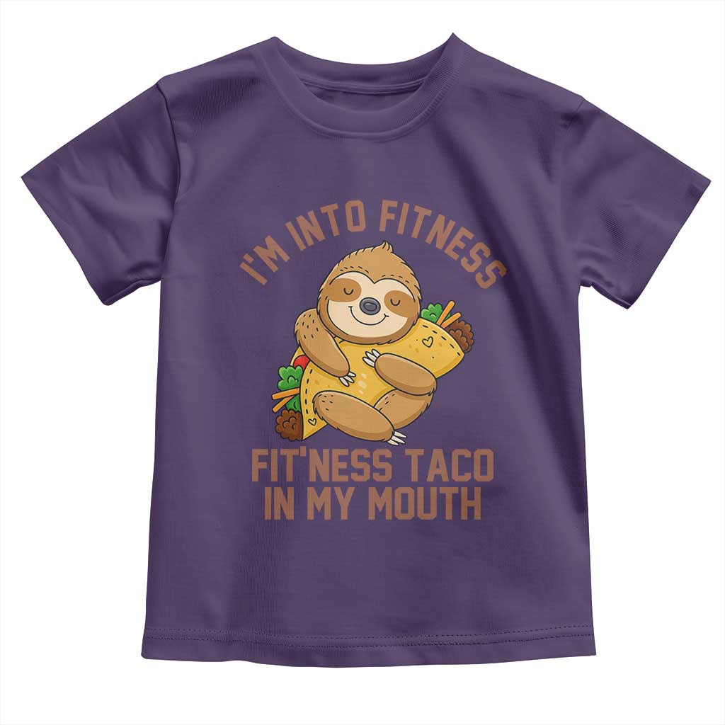 Funny Sloth Taco Gym Toddler T Shirt I'm Into Fitness Taco In My Mouth TS14 Purple Print Your Wear