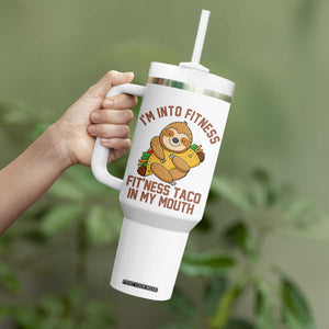 Funny Sloth Taco Gym Tumbler With Handle I'm Into Fitness Taco In My Mouth TS14 Print Your Wear