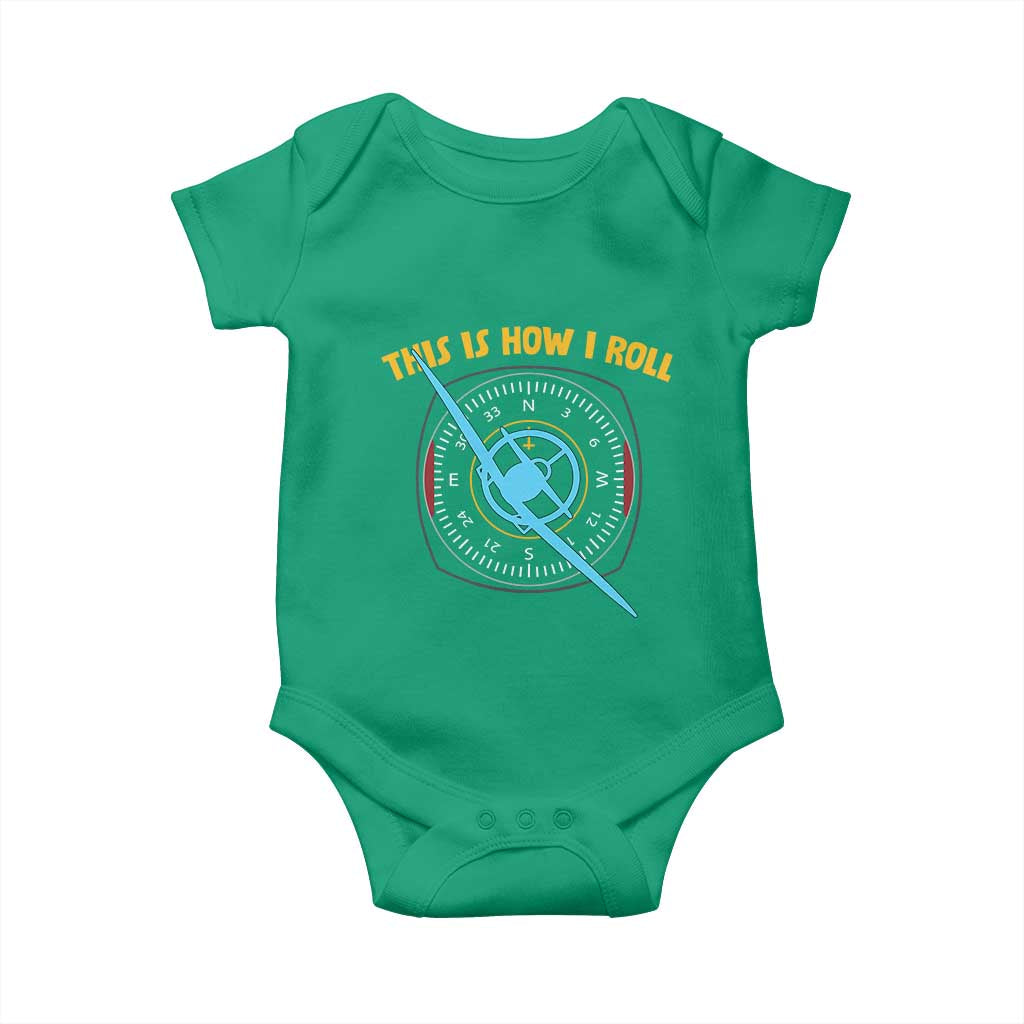 Funny Pilot Aviation Airplane Baby Onesie This Is How We Roll TS14 Irish Green Print Your Wear