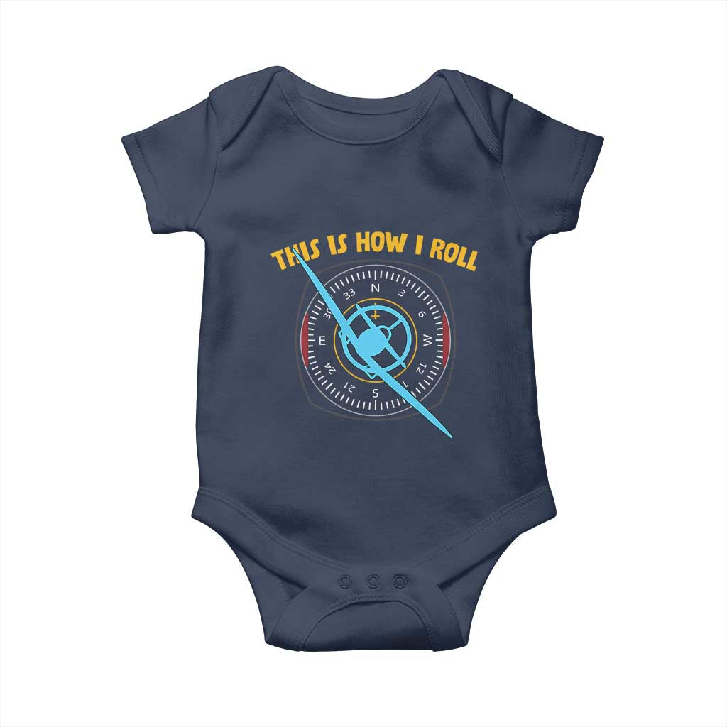 Funny Pilot Aviation Airplane Baby Onesie This Is How We Roll TS14 Navy Print Your Wear