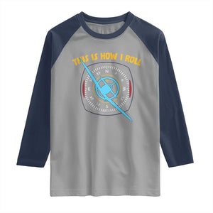 Funny Pilot Aviation Airplane Raglan Shirt This Is How We Roll TS14 Sport Gray Navy Print Your Wear