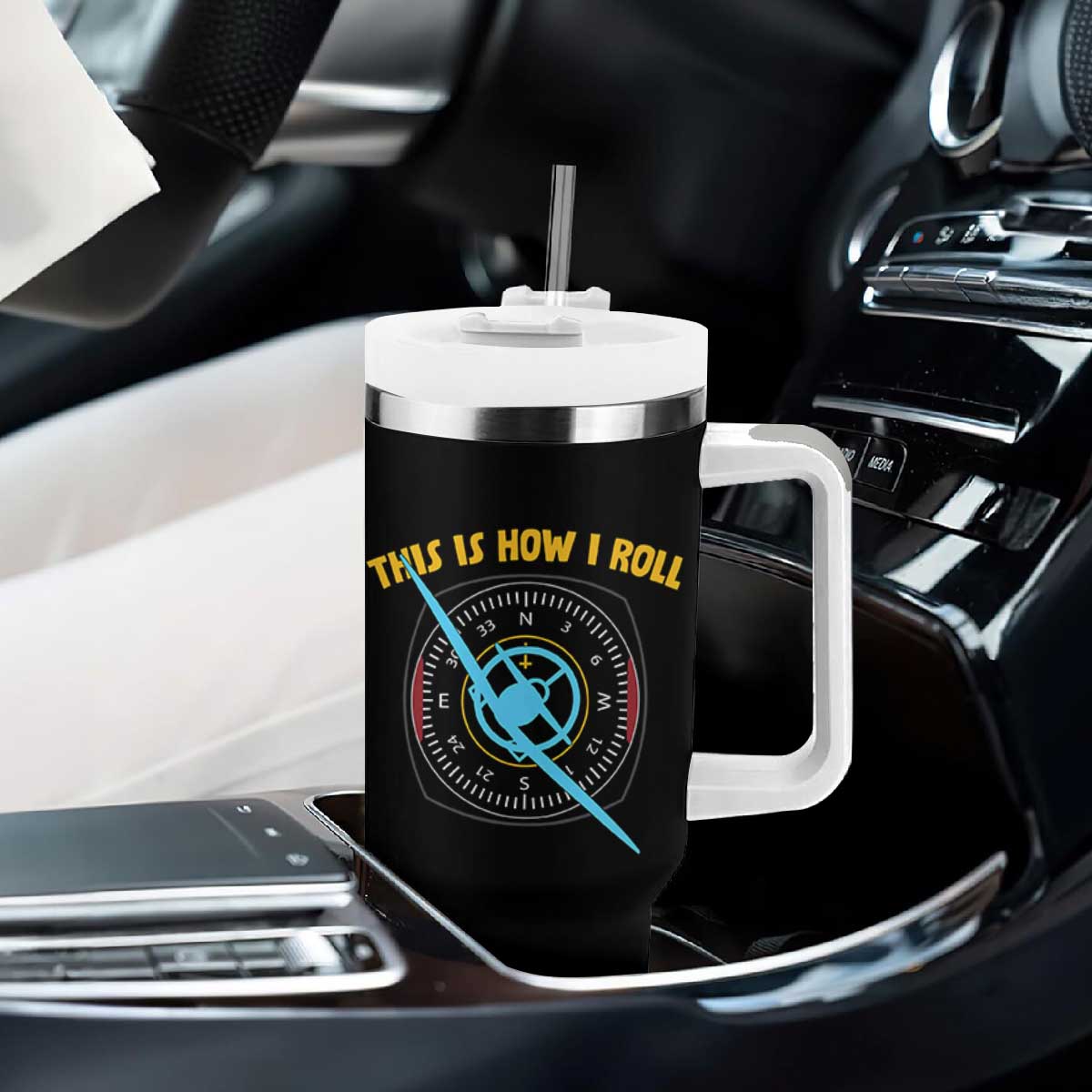 Funny Pilot Aviation Airplane Tumbler With Handle This Is How We Roll TS14 Print Your Wear