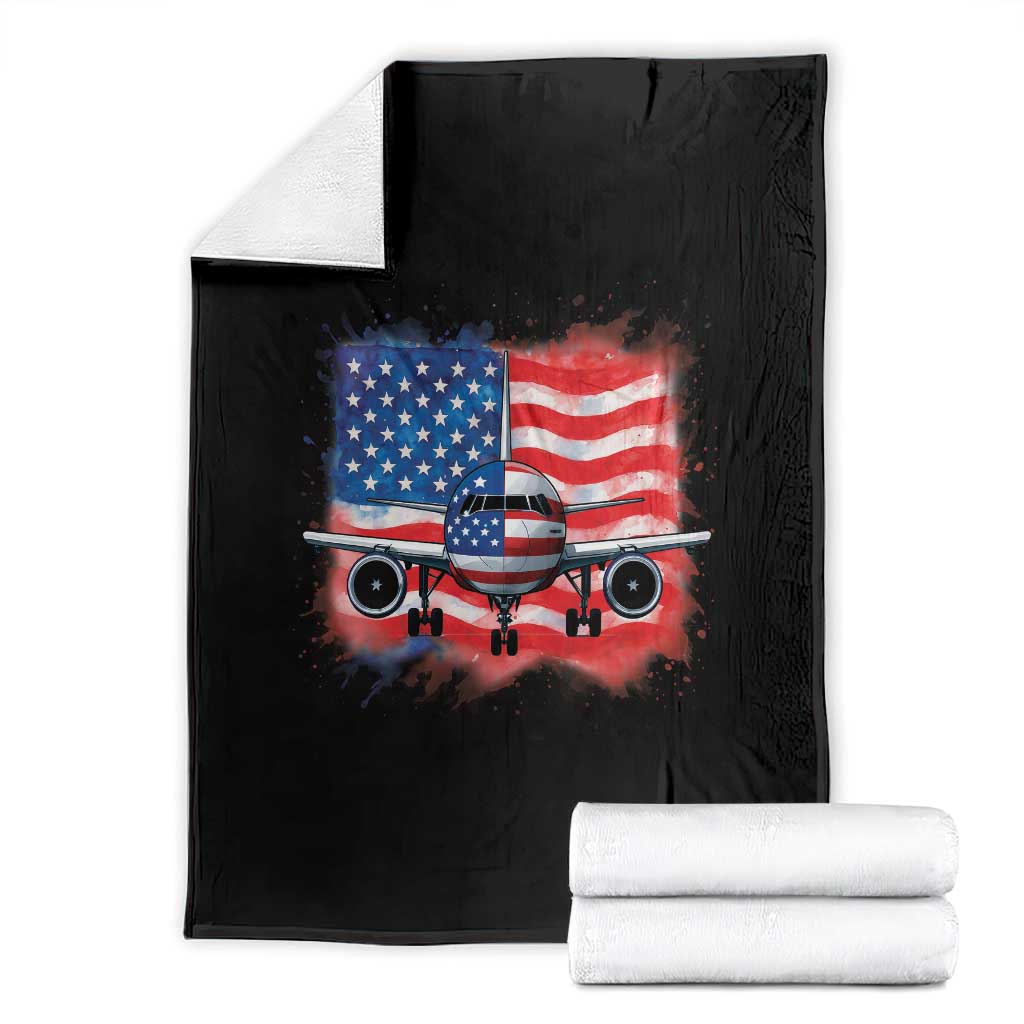 Pilot Airplane Patriotic American Flag Plane Aviation Throw Blanket TS14 Black Print Your Wear