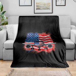 Pilot Airplane Patriotic American Flag Plane Aviation Throw Blanket TS14 Print Your Wear