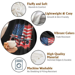 Pilot Airplane Patriotic American Flag Plane Aviation Throw Blanket TS14 Print Your Wear