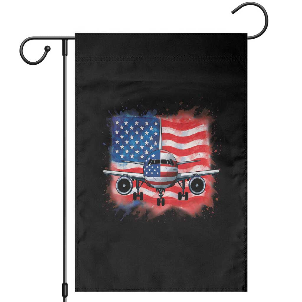 Pilot Airplane Patriotic American Flag Plane Aviation Garden Flag TS14 Black Print Your Wear