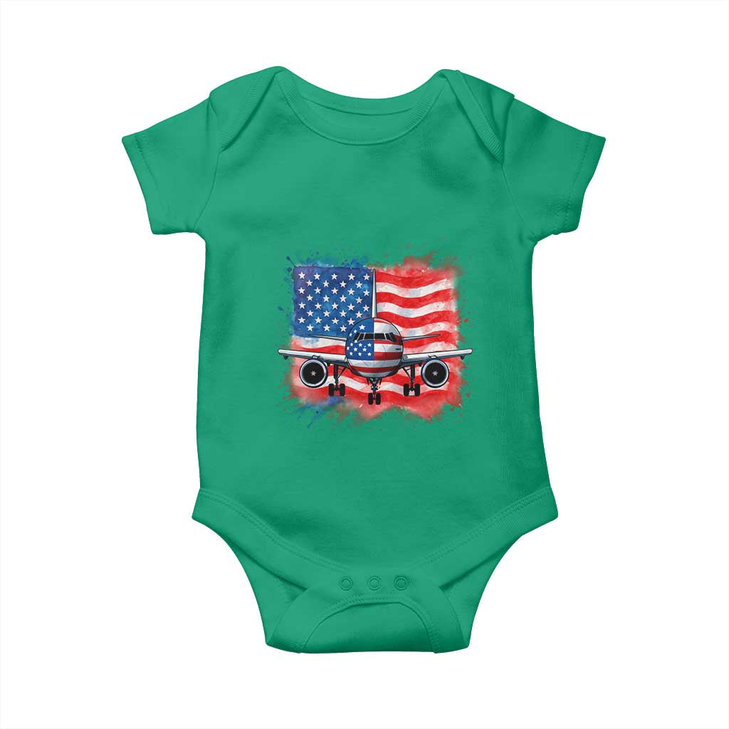 Pilot Airplane Patriotic American Flag Plane Aviation Baby Onesie TS14 Irish Green Print Your Wear