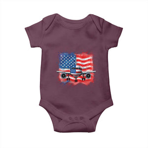 Pilot Airplane Patriotic American Flag Plane Aviation Baby Onesie TS14 Maroon Print Your Wear