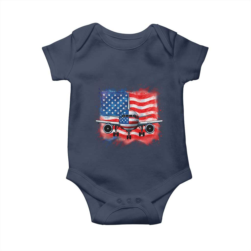 Pilot Airplane Patriotic American Flag Plane Aviation Baby Onesie TS14 Navy Print Your Wear