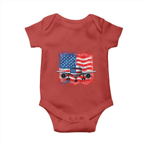 Pilot Airplane Patriotic American Flag Plane Aviation Baby Onesie TS14 Red Print Your Wear