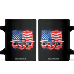 Pilot Airplane Patriotic American Flag Plane Aviation Coffee Mug TS14 Black Print Your Wear