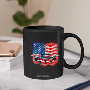 Pilot Airplane Patriotic American Flag Plane Aviation Coffee Mug TS14 Print Your Wear