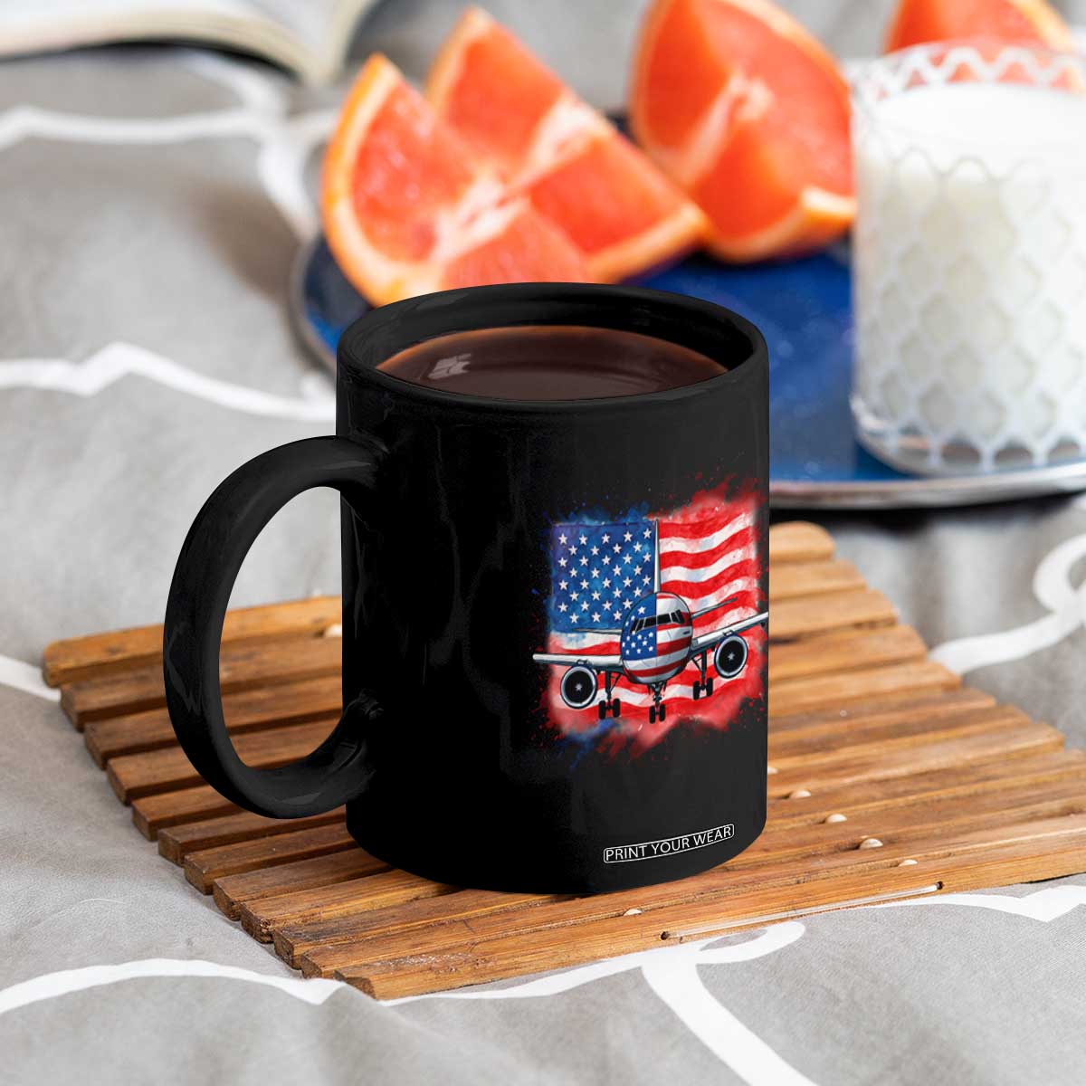 Pilot Airplane Patriotic American Flag Plane Aviation Coffee Mug TS14 Print Your Wear