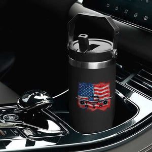 Pilot Airplane Patriotic American Flag Plane Aviation Flip Straw Tumbler TS14 Print Your Wear