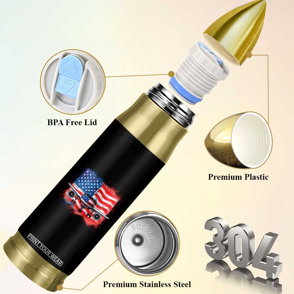 Pilot Airplane Patriotic American Flag Plane Aviation Bullet Tumbler TS14 Print Your Wear