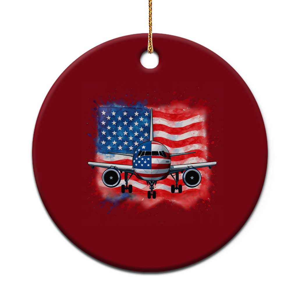 Pilot Airplane Patriotic American Flag Plane Aviation Ceramic Ornament TS14 1pc Red Print Your Wear