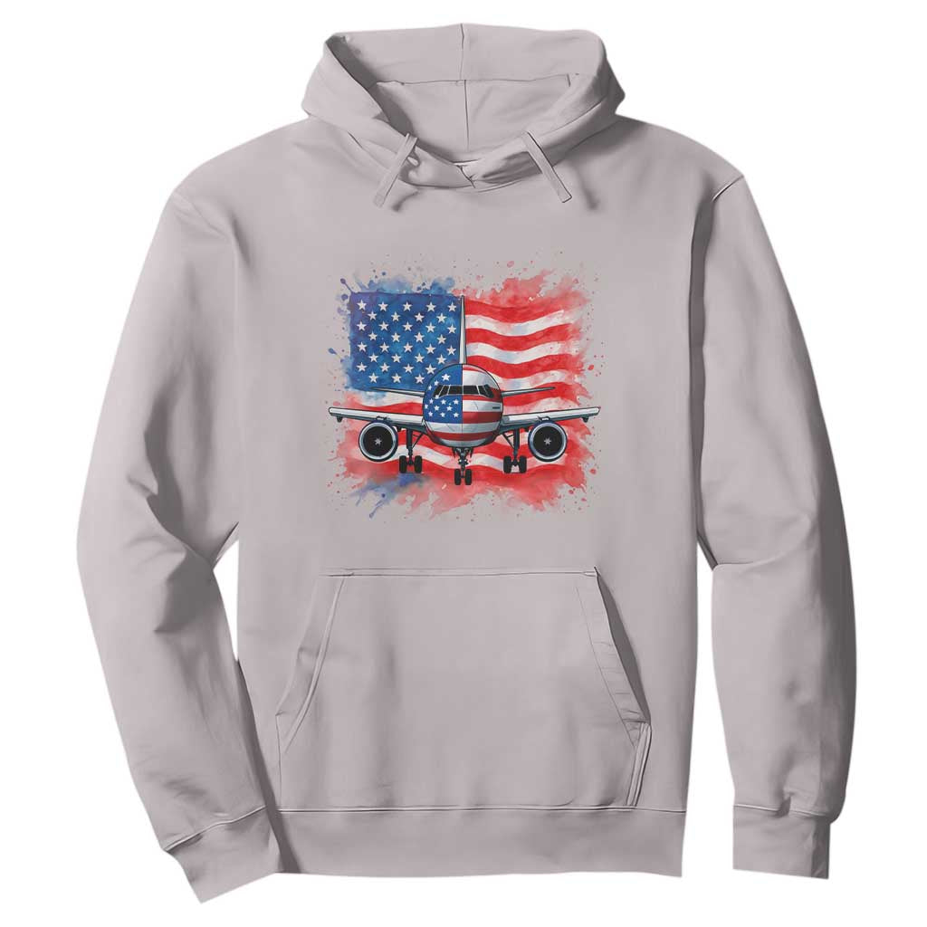 Pilot Airplane Patriotic American Flag Plane Aviation Hoodie TS14 Ice Gray Print Your Wear