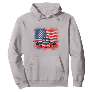 Pilot Airplane Patriotic American Flag Plane Aviation Hoodie TS14 Ice Gray Print Your Wear