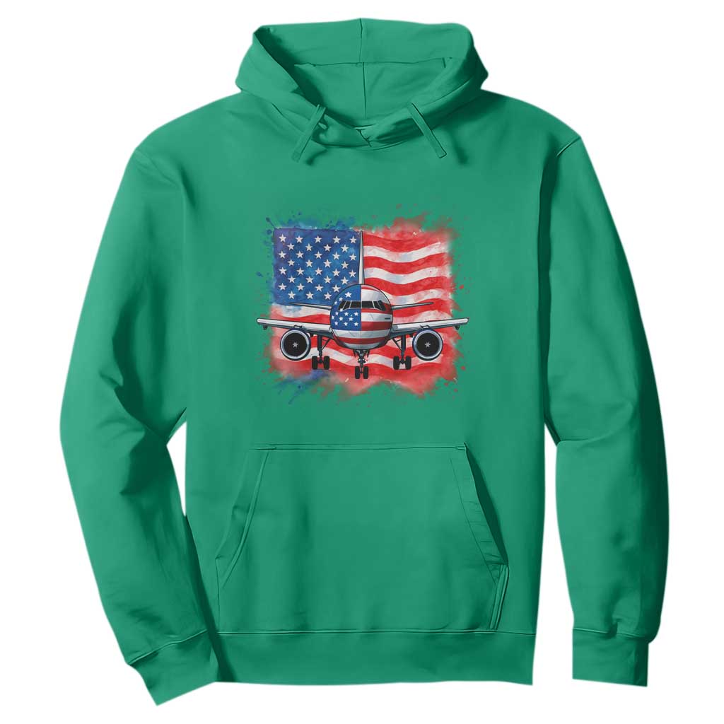 Pilot Airplane Patriotic American Flag Plane Aviation Hoodie TS14 Irish Green Print Your Wear