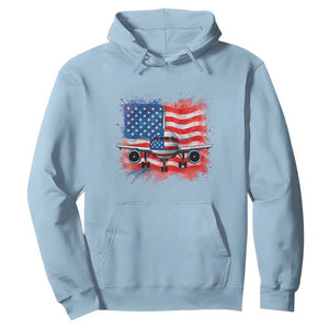 Pilot Airplane Patriotic American Flag Plane Aviation Hoodie TS14 Light Blue Print Your Wear
