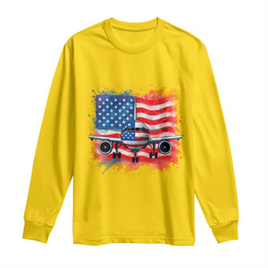 Pilot Airplane Patriotic American Flag Plane Aviation Long Sleeve Shirt TS14 Daisy Print Your Wear