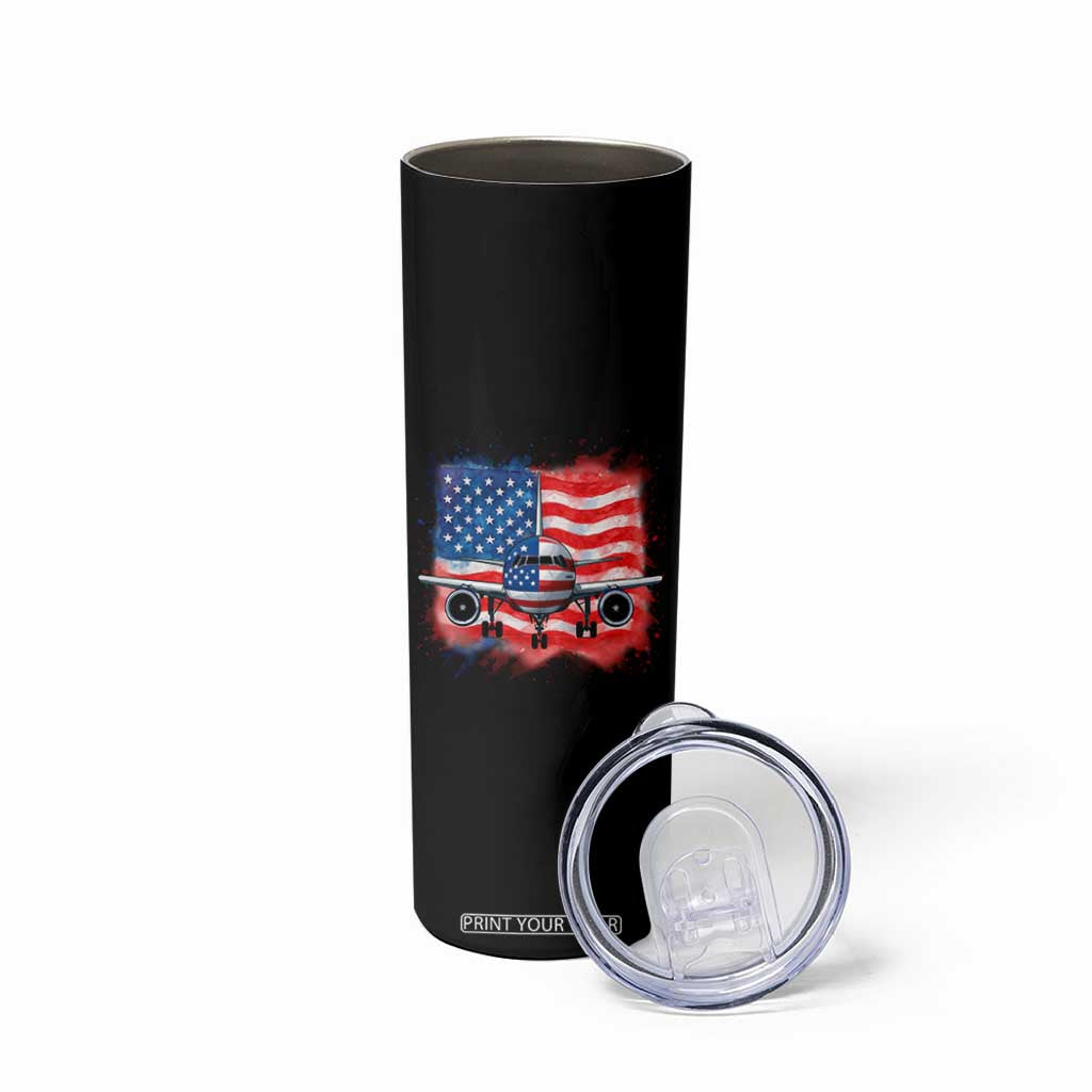 Pilot Airplane Patriotic American Flag Plane Aviation Skinny Tumbler TS14 Print Your Wear