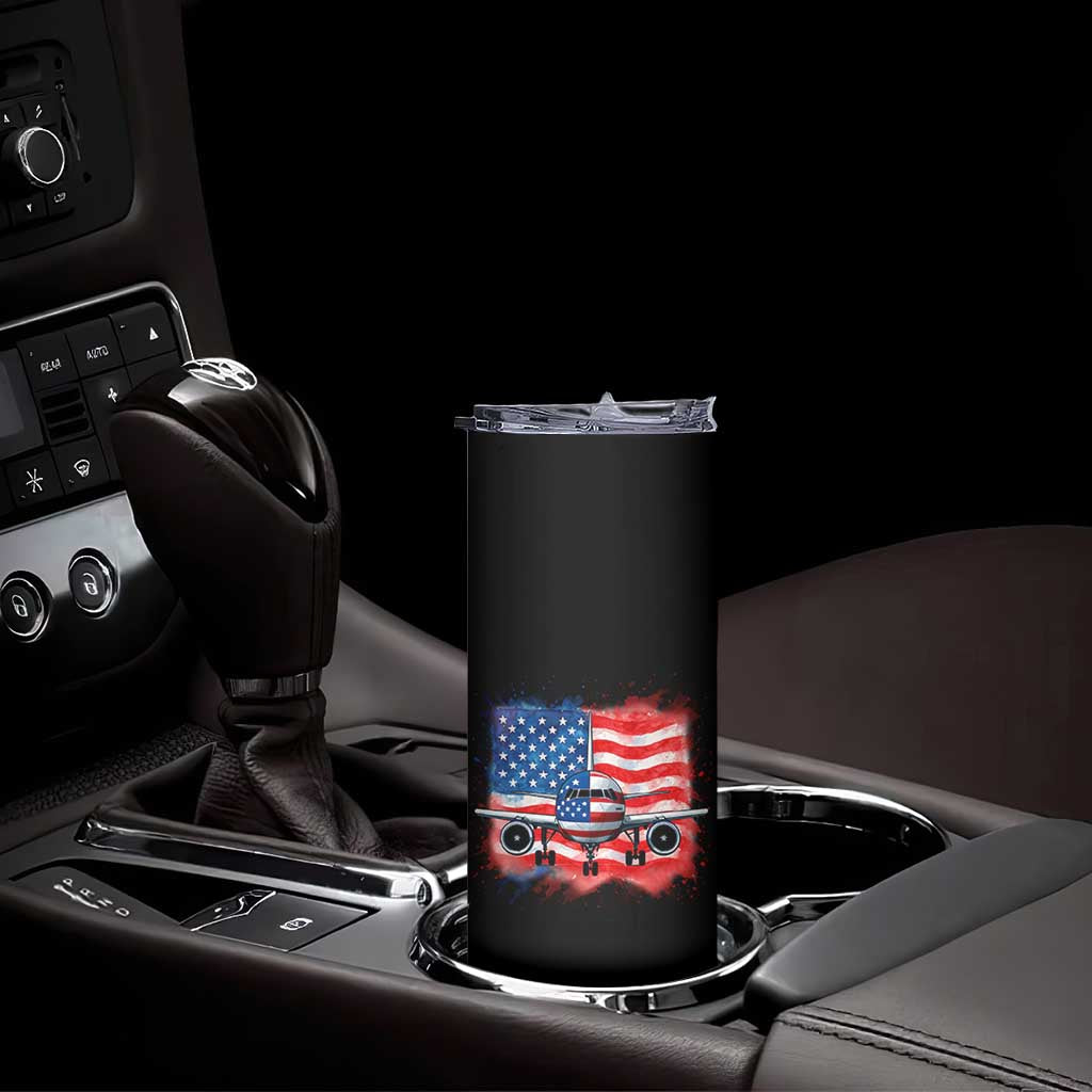 Pilot Airplane Patriotic American Flag Plane Aviation Skinny Tumbler TS14 Print Your Wear