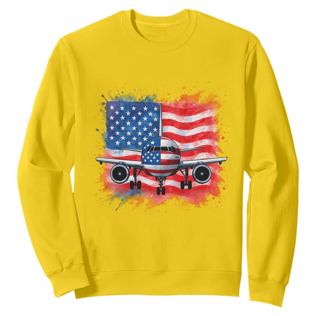 Pilot Airplane Patriotic American Flag Plane Aviation Sweatshirt TS14 Daisy Print Your Wear