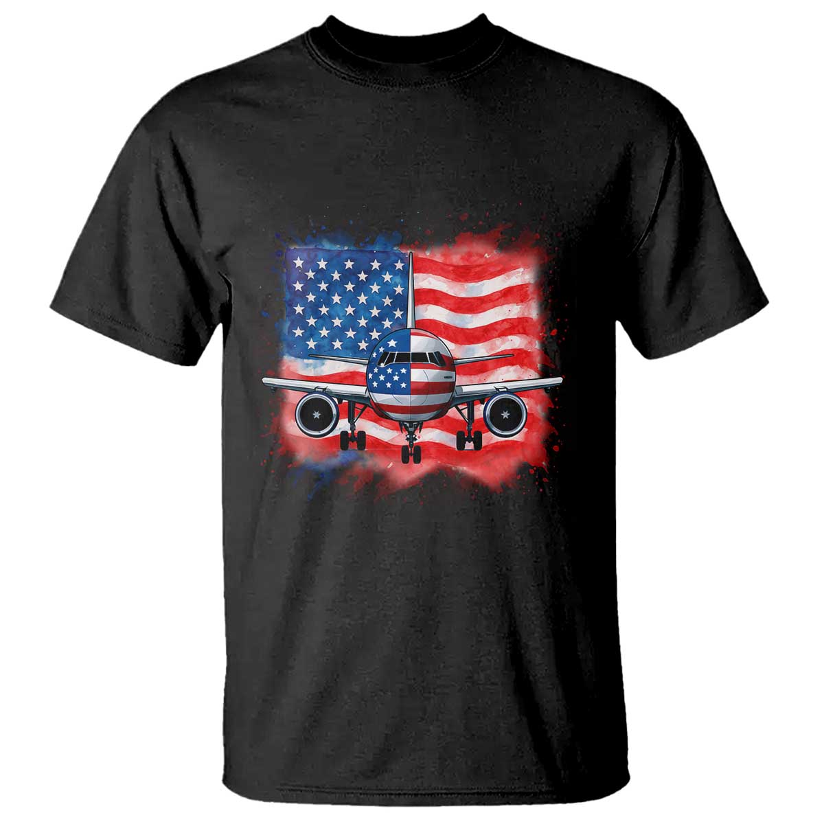 Pilot Airplane Patriotic American Flag Plane Aviation T Shirt TS14 Black Print Your Wear