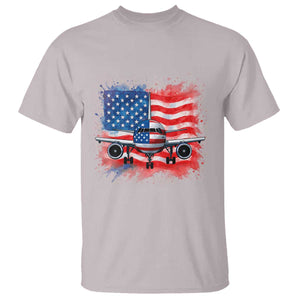Pilot Airplane Patriotic American Flag Plane Aviation T Shirt TS14 Ice Gray Print Your Wear