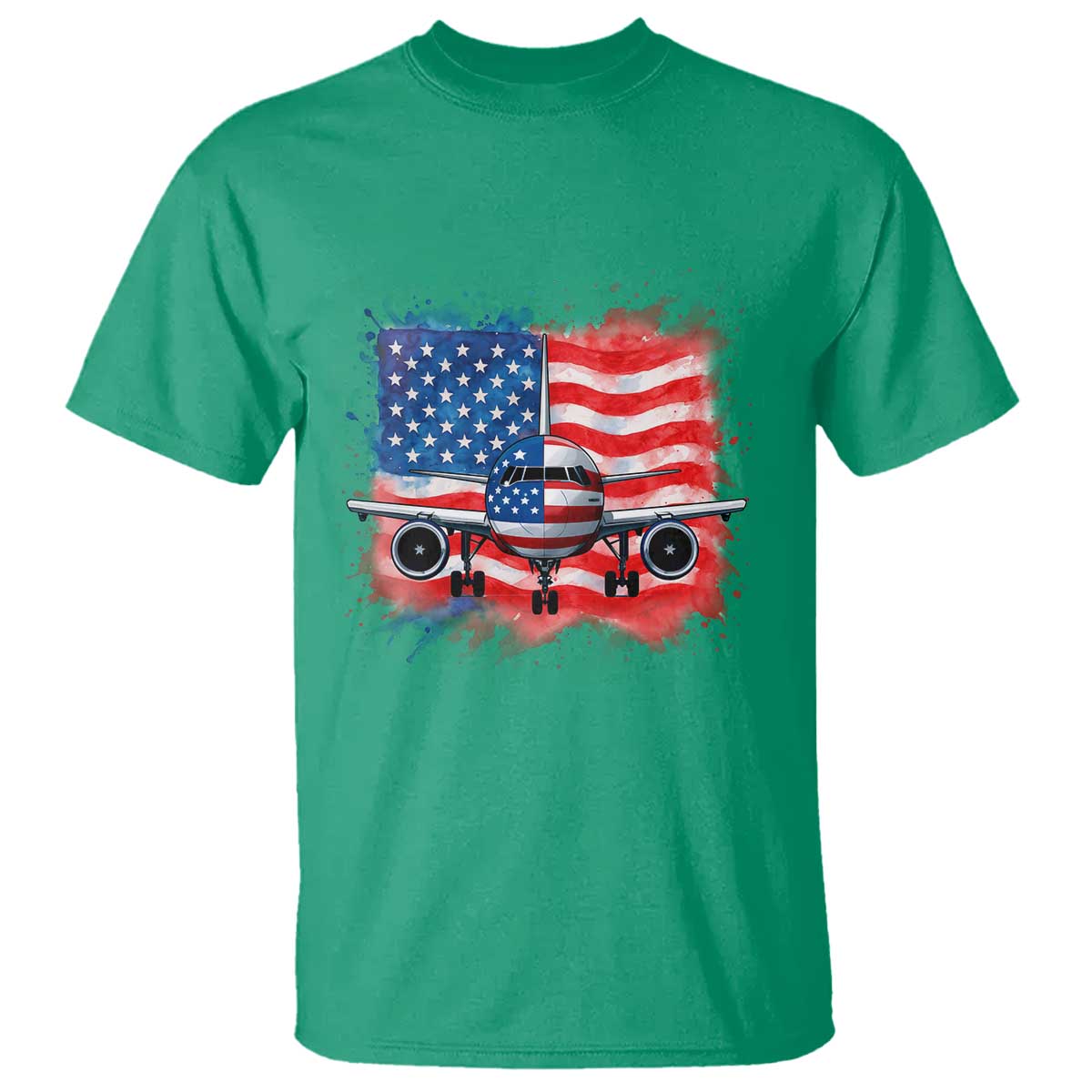 Pilot Airplane Patriotic American Flag Plane Aviation T Shirt TS14 Irish Green Print Your Wear