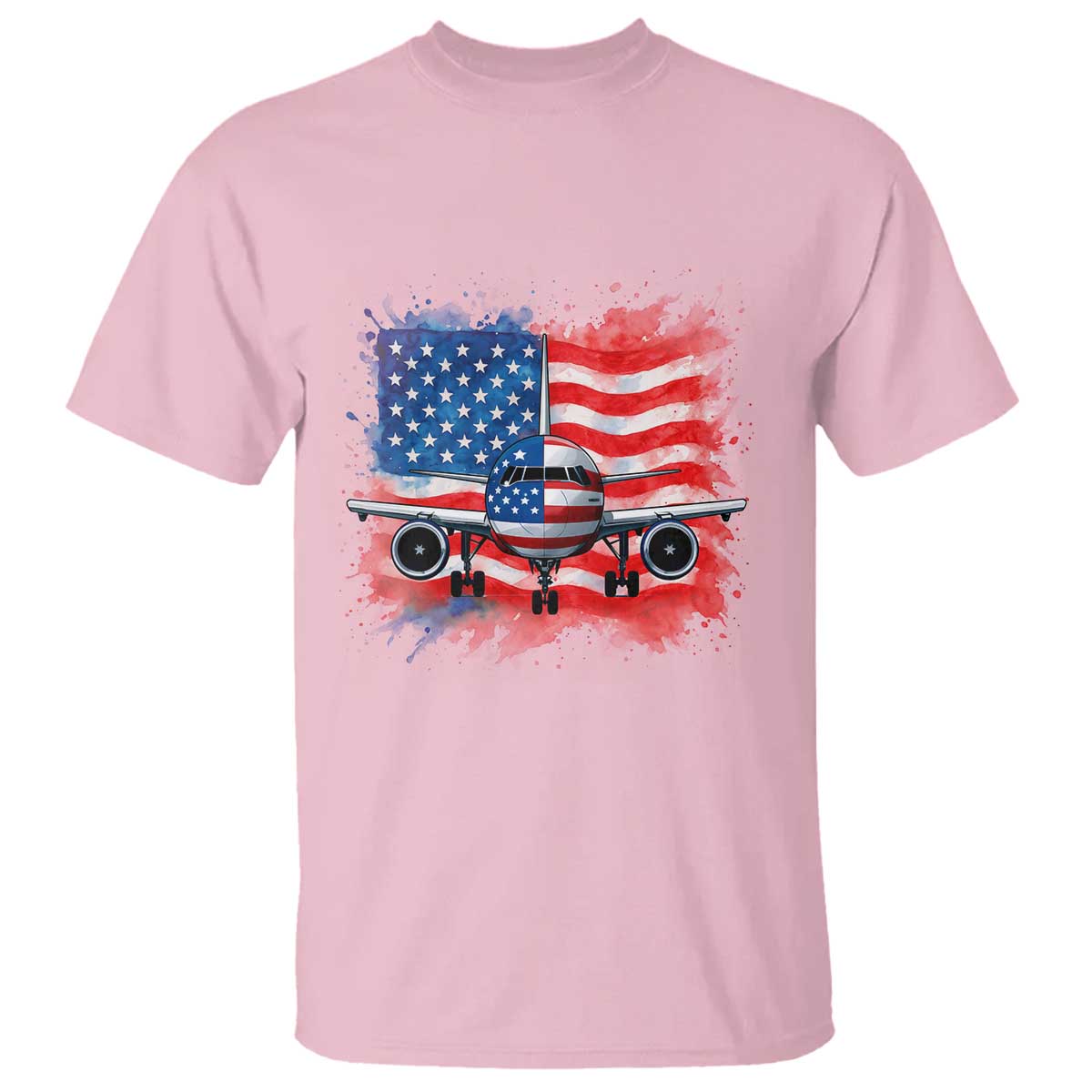 Pilot Airplane Patriotic American Flag Plane Aviation T Shirt TS14 Light Pink Print Your Wear