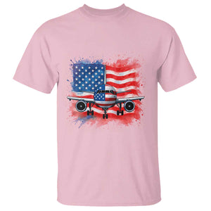 Pilot Airplane Patriotic American Flag Plane Aviation T Shirt TS14 Light Pink Print Your Wear