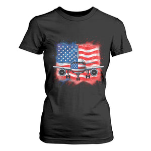 Pilot Airplane Patriotic American Flag Plane Aviation T Shirt For Women TS14 Black Print Your Wear