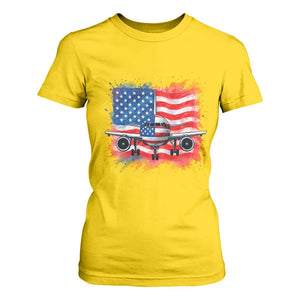 Pilot Airplane Patriotic American Flag Plane Aviation T Shirt For Women TS14 Daisy Print Your Wear