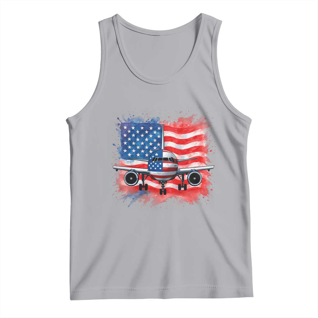 Pilot Airplane Patriotic American Flag Plane Aviation Tank Top TS14 Athletic Heather Print Your Wear