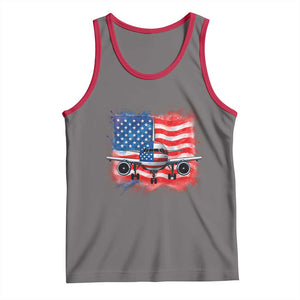 Pilot Airplane Patriotic American Flag Plane Aviation Tank Top TS14 Deep Heather Red Print Your Wear