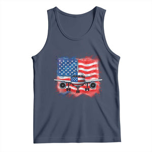 Pilot Airplane Patriotic American Flag Plane Aviation Tank Top TS14 Navy Print Your Wear