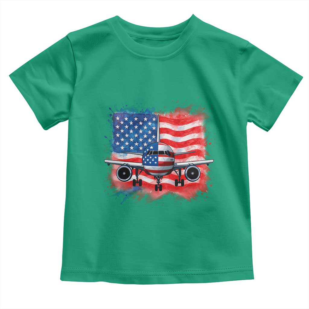 Pilot Airplane Patriotic American Flag Plane Aviation Toddler T Shirt TS14 Irish Green Print Your Wear