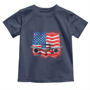 Pilot Airplane Patriotic American Flag Plane Aviation Toddler T Shirt TS14 Navy Print Your Wear