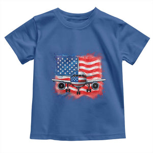 Pilot Airplane Patriotic American Flag Plane Aviation Toddler T Shirt TS14 Royal Blue Print Your Wear
