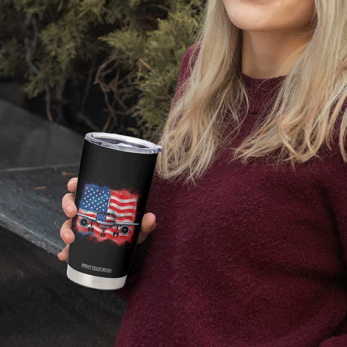Pilot Airplane Patriotic American Flag Plane Aviation Tumbler Cup TS14 Print Your Wear