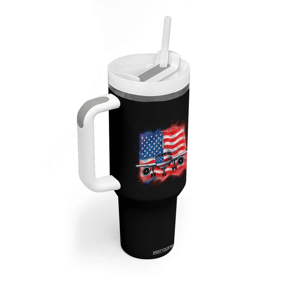 Pilot Airplane Patriotic American Flag Plane Aviation Tumbler With Handle TS14 Print Your Wear