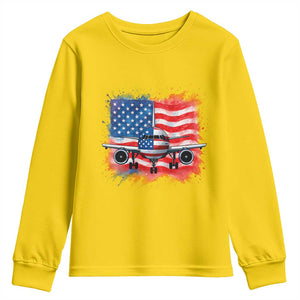 Pilot Airplane Patriotic American Flag Plane Aviation Youth Sweatshirt TS14 Daisy Print Your Wear