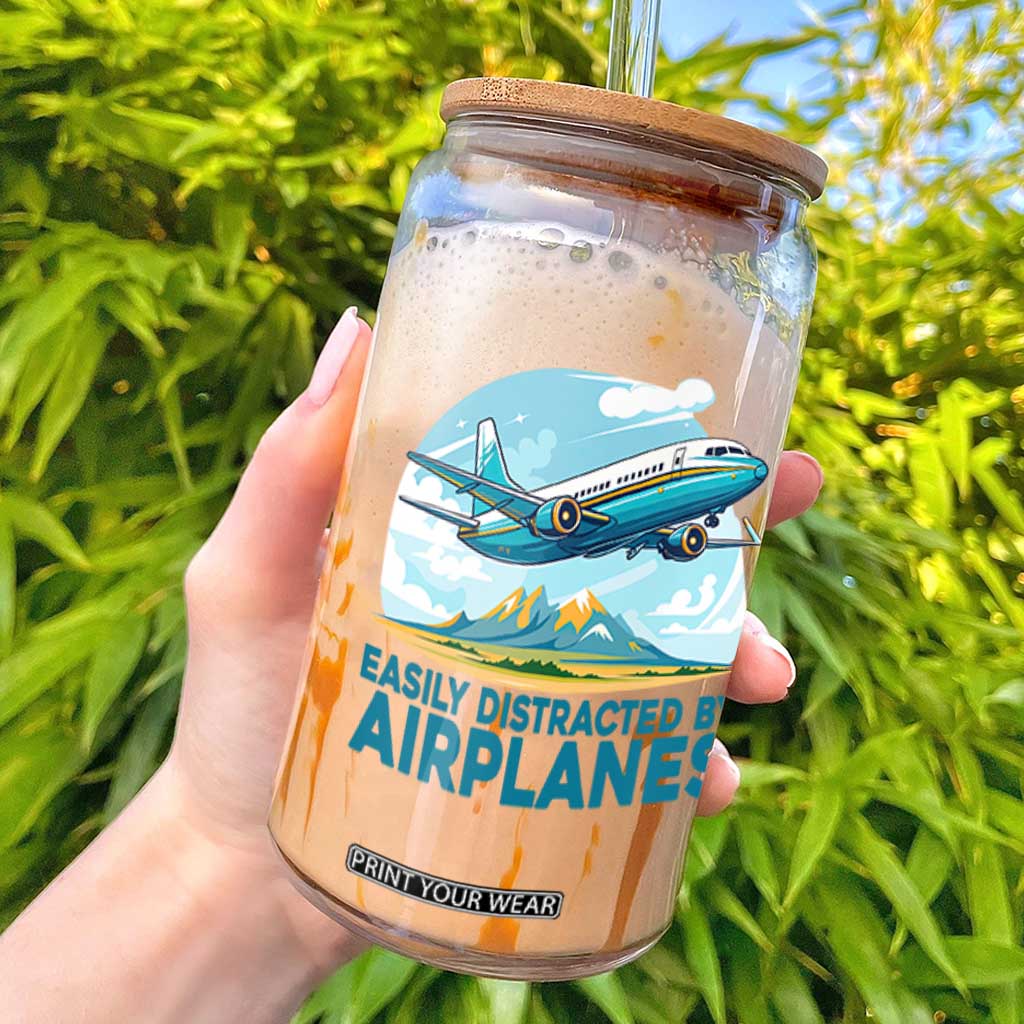 Funny Pilot Aviation Glass Can Easily Distracted By Airplanes Lover TS14 White Print Your Wear