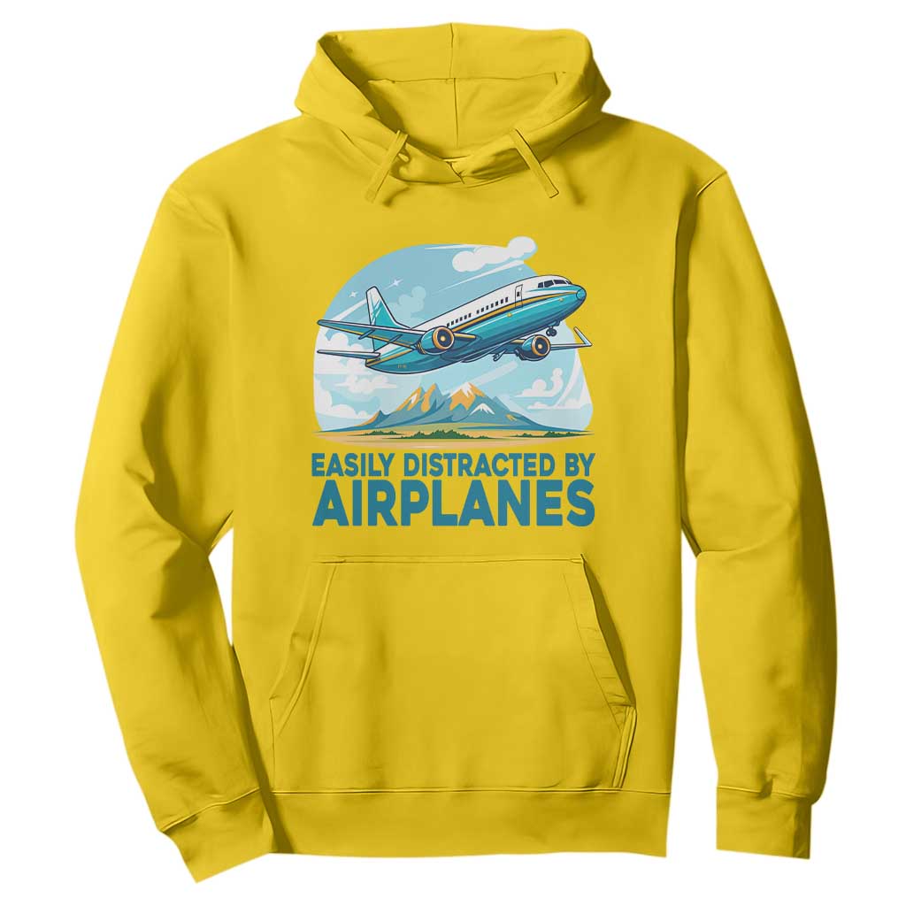 Funny Pilot Aviation Hoodie Easily Distracted By Airplanes Lover TS14 Daisy Print Your Wear