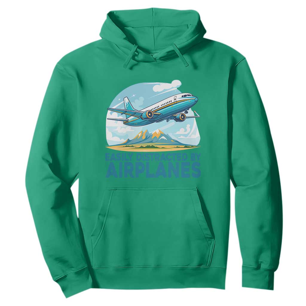 Funny Pilot Aviation Hoodie Easily Distracted By Airplanes Lover TS14 Irish Green Print Your Wear