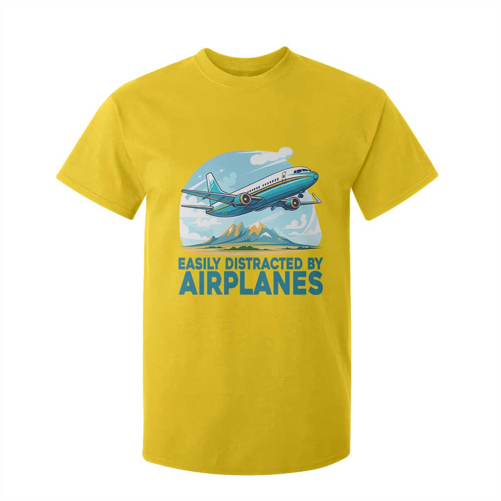 Funny Pilot Aviation T Shirt For Kid Easily Distracted By Airplanes Lover TS14 Daisy Print Your Wear