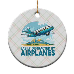 Funny Pilot Aviation Ceramic Ornament Easily Distracted By Airplanes Lover TS14 1pc Christmas Plaid Print Your Wear
