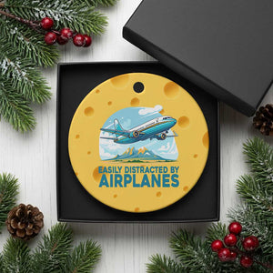 Funny Pilot Aviation Ceramic Ornament Easily Distracted By Airplanes Lover TS14 1pc Yellow Cheese Print Your Wear